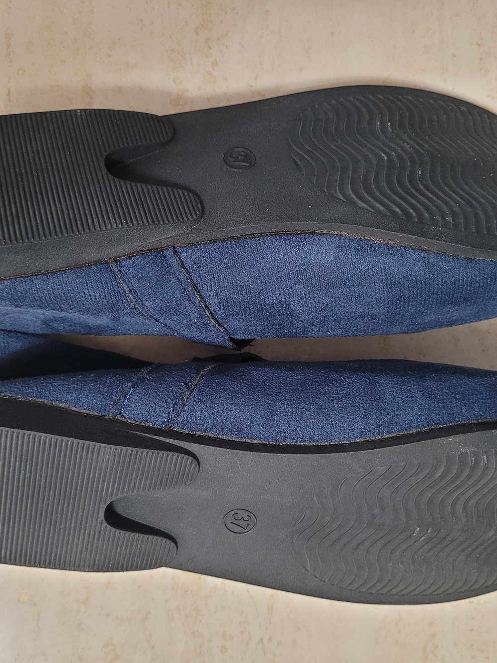 047 Chic Navy Faux-Suede Mary Jane Flats - Rhinestone Buckles, EU 37 / US 6.5-7 - Picture 8 of 12